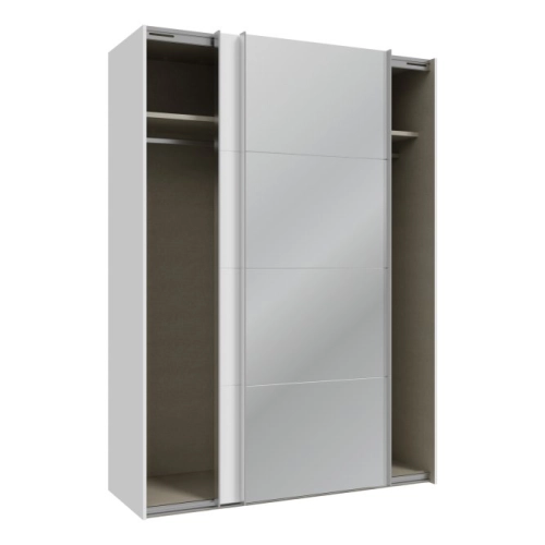 Szafa ubraniowa z lustrem 150 cm Kolor Biały / Biały połysk